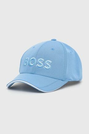 Kapa BOSS Boss Athleisure - modra. Kapa s šiltom vrste baseball iz kolekcije BOSS. Model izdelan iz tkanine z nalepko.