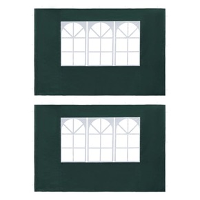 VidaXL Stranice za šotor za zabave 2 kosa z okni PE zelene barve