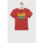 Otroška bombažna kratka majica Levi's rdeča barva - rdeča. Otroške kratka majica iz kolekcije Levi's. Model izdelan iz tanke, rahlo elastične pletenine.