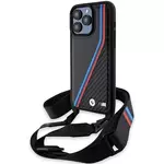 Ovitek BMW BMHCP15L23PSVTK iPhone 15 Pro 6.1" black hardcase M Edition Carbon Tricolor Lines & Strap (BMHCP15L23PSVTK)