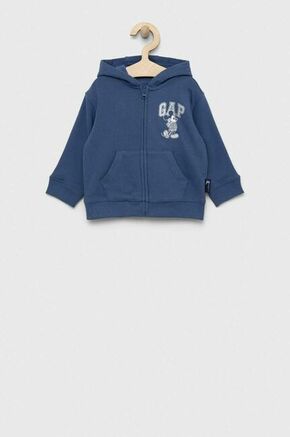 Otroški pulover GAP x Disney s kapuco - modra. Otroški pulover s kapuco iz kolekcije GAP. Model z zapenjanjem na zadrgo