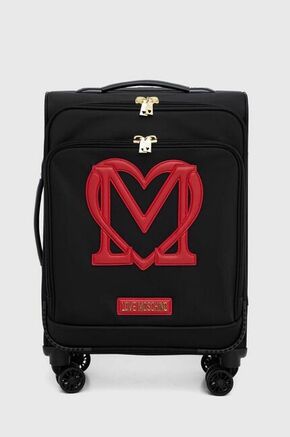 Kovček Love Moschino črna barva - črna. Kovček iz kolekcije Love Moschino. Model izdelan iz tekstilnega materiala.