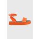 Sandali HUGO Sun ženski, oranžna barva, 50493066 - oranžna. Sandali iz kolekcije HUGO. Model je izdelan iz ekološkega usnja. Model z mehkim, oblikovanim vložkom zagotavlja udobje.