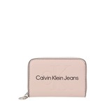 Denarnica Calvin Klein Jeans ženski, bela barva - roza. Mala denarnica iz kolekcije Calvin Klein Jeans. Model izdelan iz ekološkega usnja.