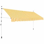 Greatstore Ročno zložljiva tenda 350 cm rumene in bele črte