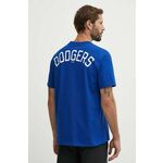 Bombažna kratka majica Nike Los Angeles Dodgers moška - modra. Kratka majica iz kolekcije Nike, izdelana iz pletenine z nalepko. Model iz izjemno udobne bombažne tkanine.