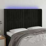 Greatstore LED posteljno vzglavje črno 147x16x118/128 cm žamet