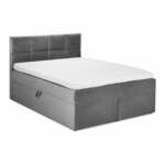 Siva žametna zakonska postelja Mazzini Beds Mimicry, 200 x 200 cm