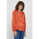 Majica Mos Mosh ženska, oranžna barva - oranžna. Bluza iz kolekcije Mos Mosh, izdelana iz enobarvne tkanine. Model iz izjemno udobne tkanine z visoko vsebnostjo viskoze.