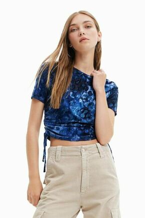Kratka majica Desigual ženski - modra. Kratka majica iz kolekcije Desigual. Model izdelan iz tanke