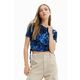 Kratka majica Desigual ženski - modra. Kratka majica iz kolekcije Desigual. Model izdelan iz tanke, rahlo elastične pletenine.