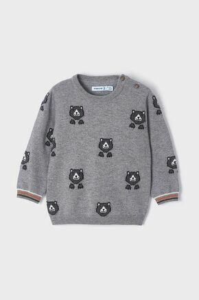 Otroški pulover s primesjo volne Mayoral siva barva - siva. Otroški Pulover iz kolekcije Mayoral. Model izdelan iz vzorčaste pletenine.