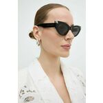 Sončna očala Alexander McQueen ženska, črna barva, AM0442S - črna. Sončna očala iz kolekcije Alexander McQueen. Model z enobarvnimi stekli in okvirji iz plastike. Ima filter UV 400.