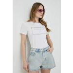 Bombažna kratka majica Armani Exchange ženski, bela barva - bela. Kratka majica iz kolekcije Armani Exchange, izdelana iz pletenine. Model iz izjemno udobne bombažne tkanine.