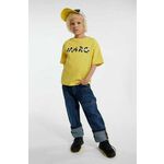 Otroška bombažna kratka majica Marc Jacobs zlata barva - zlata. Otroške kratka majica iz kolekcije Marc Jacobs, izdelana iz tanke, elastične pletenine. Model iz zračne bombažne tkanine.