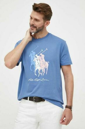 Bombažna kratka majica Polo Ralph Lauren - modra. Kratka majica iz kolekcije Polo Ralph Lauren