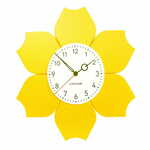 LESTUR Stenska ura Rožica z ostrimi listi, dekorativna ura, lesena ura, darilna ura, darilo za ženske, darilo za dekleta, Slovenija, rumena