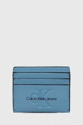 Etui za kartice Calvin Klein Jeans - modra. Etui za kartice iz kolekcije Calvin Klein Jeans. Model izdelan iz ekološkega usnja.
