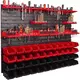 botle Delavniški panel za orodja 115 x 78 cm z 44 kos Škatla viseče Rdeča in Črna škatle plastika