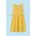 Otroška obleka Mayoral rumena barva - rumena. Otroški obleka iz kolekcije Mayoral. Nabran model, izdelan iz enobarvne pletenine.