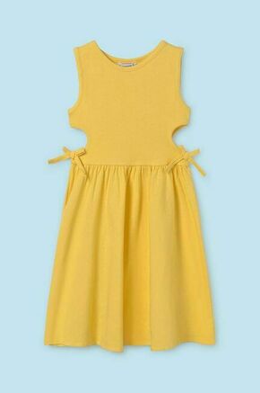 Otroška obleka Mayoral rumena barva - rumena. Otroški obleka iz kolekcije Mayoral. Nabran model