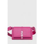 Torbica HUGO roza barva - roza. Majhna torbica iz kolekcije HUGO. Model na zapenjanje, izdelan iz umetnega usnja, ki ga je enostavno čistiti in negovati. Model je opremljen z etuijem za kartice.