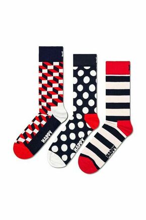 Nogavice Happy Socks Classic Filled Optic Socks 3-pack - pisana. Nogavice iz kolekcije Happy Socks. Model izdelan iz elastičnega