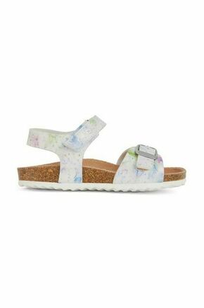 Otroški sandali Geox ADRIEL bela barva - bela. Otroški sandali iz kolekcije Geox. Model je izdelan iz ekološkega usnja. Model z mehkim