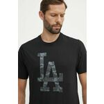 Bombažna kratka majica 47 brand MLB Los Angeles Dodgers moška, črna barva, BB012TEMECH608510JK - črna. Kratka majica iz kolekcije 47 brand, izdelana iz pletenine s potiskom. Model iz izjemno udobne bombažne tkanine.