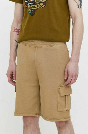 Bombažne kratke hlače Superdry bež barva - bež. Kratke hlače iz kolekcije Superdry. Model izdelan iz rahlo elastičnega materiala
