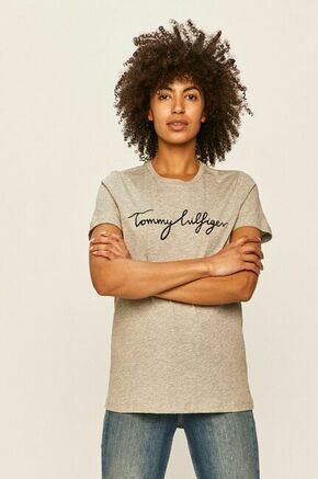 Tommy Hilfiger t-shirt - siva. T-shirt iz kolekcije Tommy Hilfiger. Model izdelan iz pletenine s potiskom.