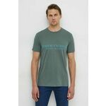 Kratka majica Armani Exchange moški, zelena barva - zelena. Kratka majica iz kolekcije Armani Exchange. Model izdelan iz tanke, rahlo elastične pletenine.