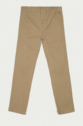 Otroške hlače Tommy Hilfiger bež barva - bež. Otroške hlače iz kolekcije Tommy Hilfiger. Model izdelan iz enobarvne tkanine.