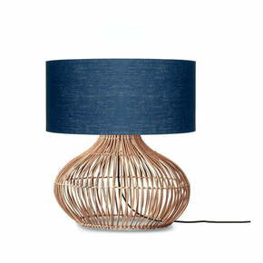 Temno modra/naravna namizna svetilka s tekstilnim senčnikom (višina 60 cm) Kalahari – Good&amp;Mojo