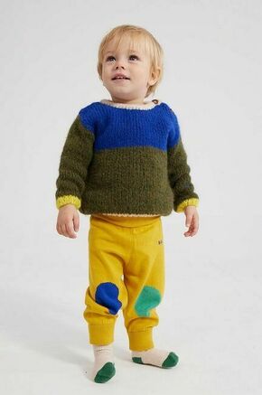Otroška bombažna trenirka Bobo Choses rumena barva - rumena. Spodnji del trenirke za dojenčka iz kolekcije Bobo Choses. Model izdelan iz udobne pletenine.