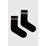 Nogavice HUGO žensko - črna. Visoke nogavice iz kolekcije HUGO. Model izdelan iz elastičnega, enobarvnega materiala. V kompletu sta dva para.