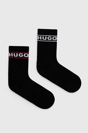 Nogavice HUGO žensko - črna. Visoke nogavice iz kolekcije HUGO. Model izdelan iz elastičnega