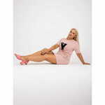 RELEVANCE Ženske plus velikost mini obleka EVERYDAY roza RV-SK-7782.10X_386711 Univerzalni