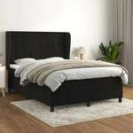 Greatstore Box spring posteljni z vzmetnico črn 140x190 cm žamet