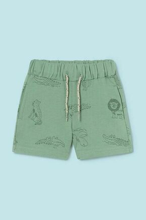 Kratke hlače za dojenčka Mayoral zelena barva - zelena. Kratke hlače za dojenčka iz kolekcije Mayoral. Model izdelan iz mehke pletenine. Izjemno udobna tkanina z visoko vsebnostjo bombaža.