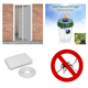 Delight Paket proti komarjem – magnetna mreža za vrata bela 210x100cm + 3x komarnik za okno 150×150cm beli + UV LED solarna past za insekte