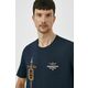 Bombažna kratka majica Aeronautica Militare moški, mornarsko modra barva - mornarsko modra. Kratka majica iz kolekcije Aeronautica Militare, izdelana iz pletenine z nalepko. Model iz izjemno udobne bombažne tkanine.