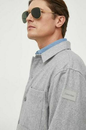 Volnena srajca Calvin Klein siva barva - siva. Srajca iz kolekcije Calvin Klein