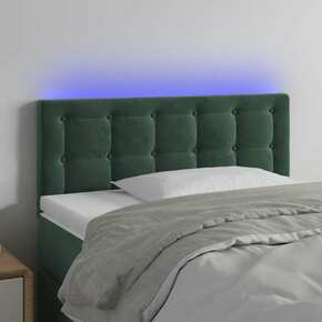 Shumee LED posteljno vzglavje temno zeleno 90x5x78/88 cm žamet