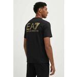 Bombažna kratka majica EA7 Emporio Armani moška, črna barva, PJFFZ.6DPT06 - črna. Kratka majica iz kolekcije EA7 Emporio Armani, izdelana iz pletenine s potiskom. Model iz izjemno udobne bombažne tkanine.
