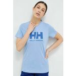 Bombažna kratka majica Helly Hansen - modra. Kratka majica iz kolekcije Helly Hansen. Model izdelan iz tanke, rahlo elastične pletenine.