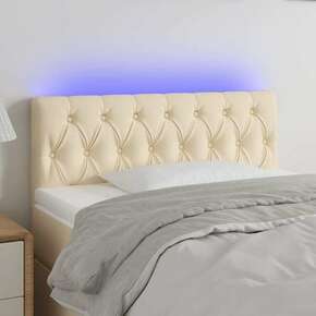 Greatstore LED posteljno vzglavje krem 90x7x78/88 cm blago
