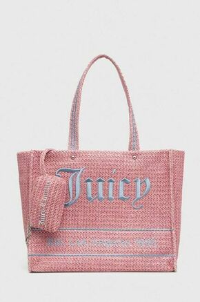 Torba za plažo Juicy Couture roza barva - roza. Velika torba za plažo iz kolekcije Juicy Couture. Model na zapenjanje
