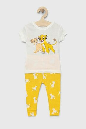 Otroška bombažna pižama GAP rumena barva - rumena. Pižama iz kolekcije GAP. Model izdelan iz pletenine vzorčaste pletenine. Izjemno udoben material