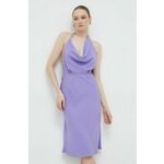 Obleka Elisabetta Franchi vijolična barva - vijolična. Obleka iz kolekcije Elisabetta Franchi. Model izdelan iz tanke, zelo elastične pletenine. Model iz izjemno udobne tkanine z visoko vsebnostjo viskoze.